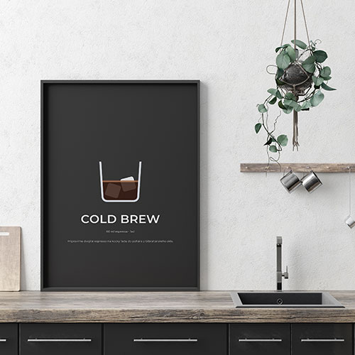COLD BREW, minimalistický print čierny
