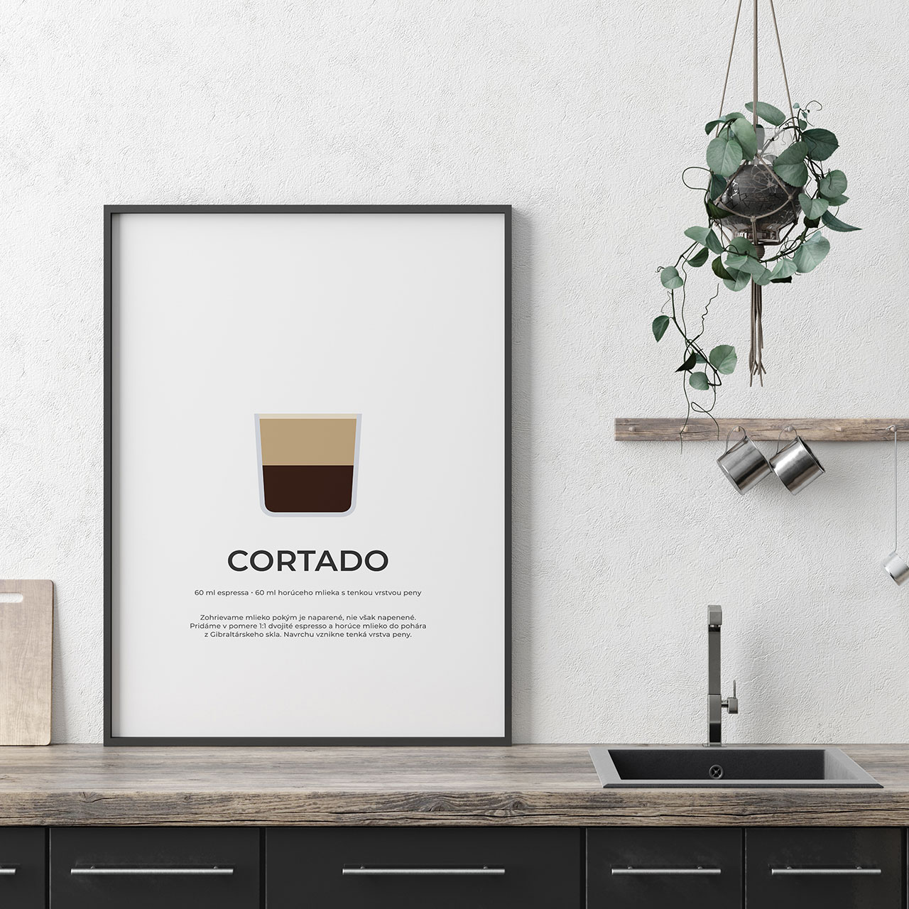 CORTADO, minimalistický print biely