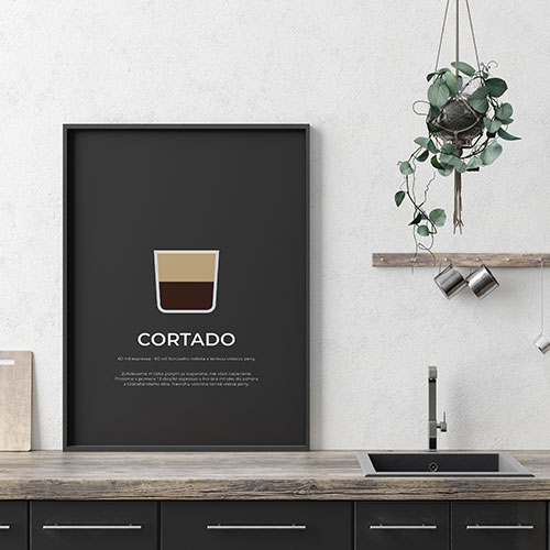 CORTADO, minimalistický print čierny