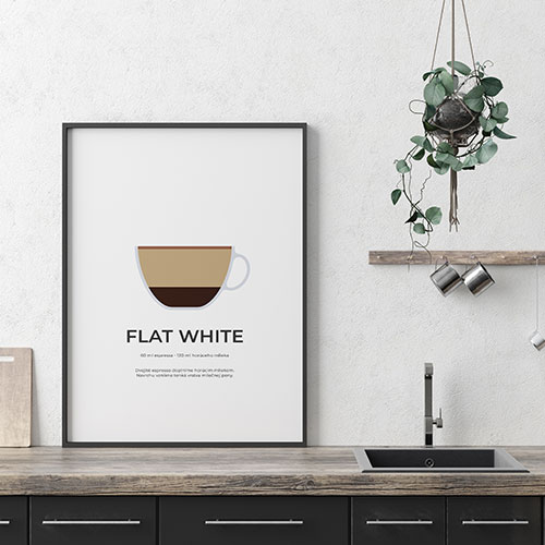 FLAT WHITE, minimalistický print biely