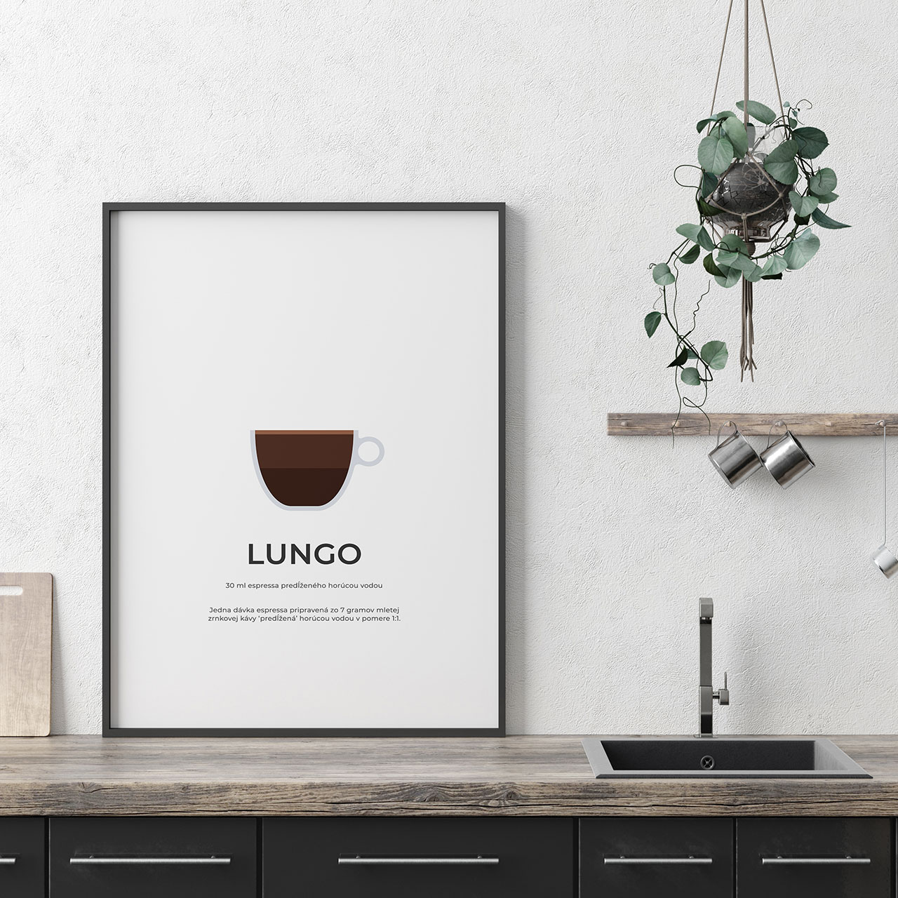 LUNGO, minimalistický print biely