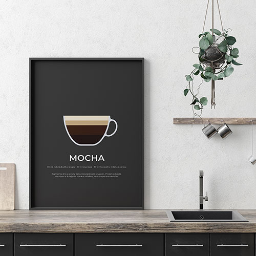 MOCHA, minimalistický print čierny