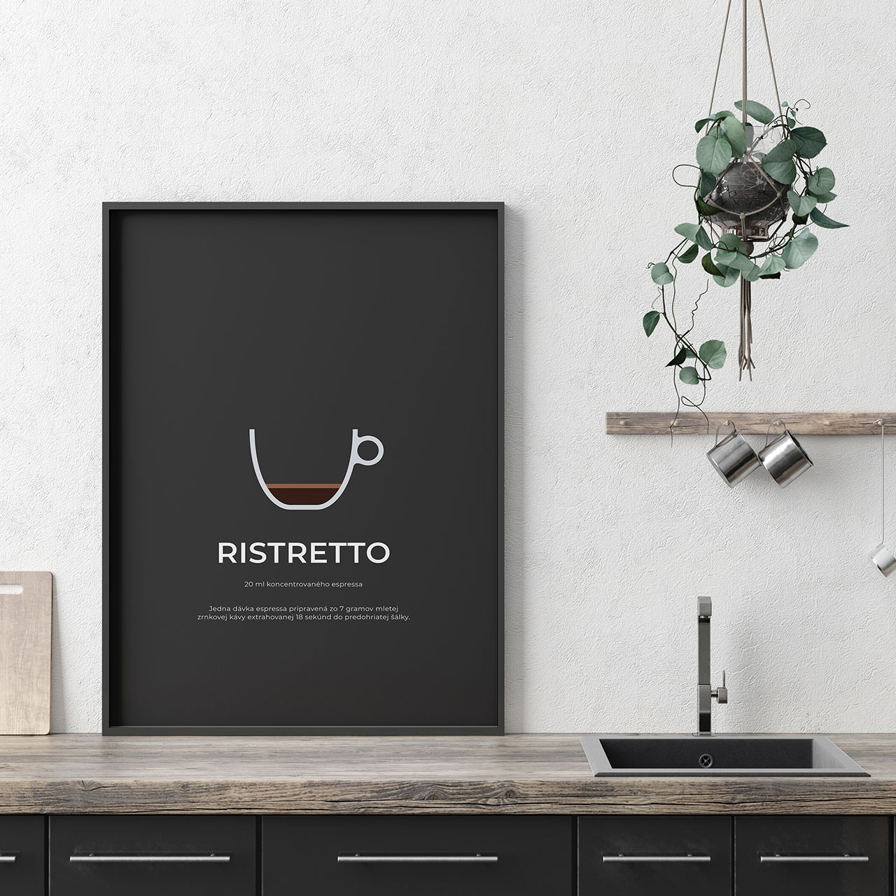 RISTRETTO, minimalistický print čierny