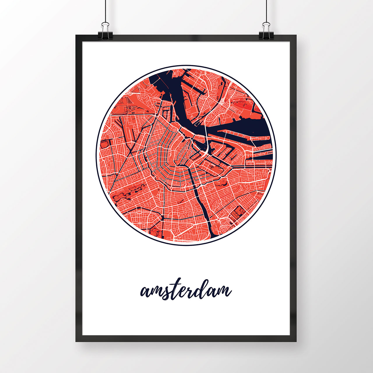 AMSTERDAM, okrúhly, červený