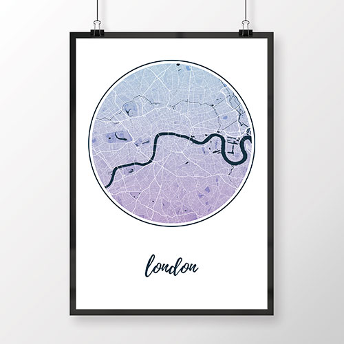 LONDÝN, okrúhly, modro-fialový