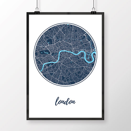 LONDÝN, okrúhly, tmavomodrý