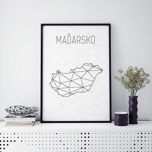 MAĎARSKO, minimalistická mapa