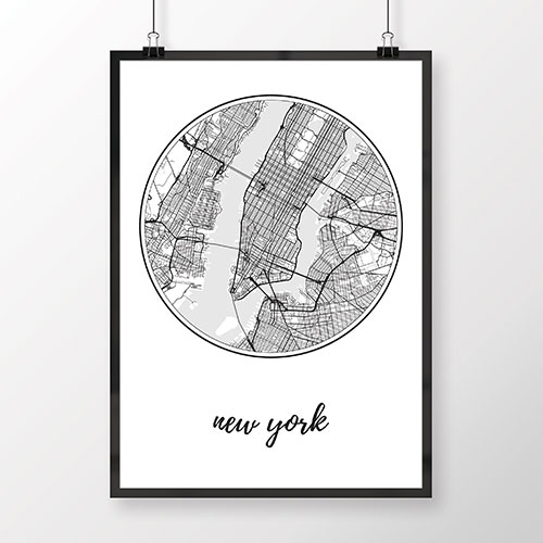 NEW YORK, okrúhly, biely