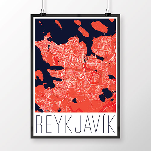 REYKJAVÍK, moderný, červený