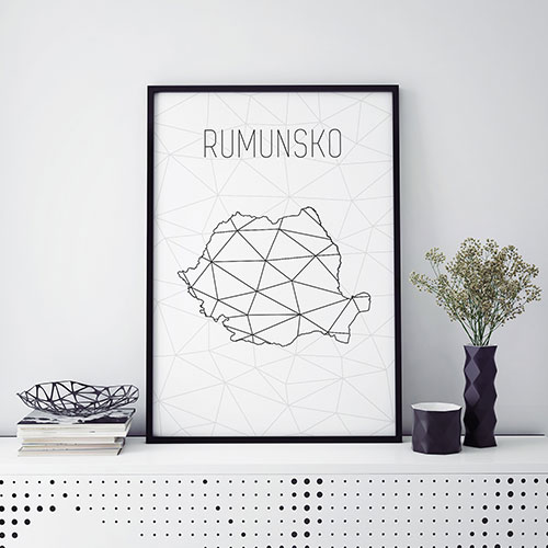 RUMUNSKO, minimalistická mapa